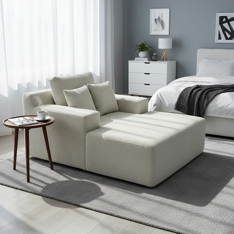 Scandinavian Lightweight Skeletal-Free Single Compression Sofa - High-Density High-Resilience Foam Corduroy Lounge Chair For Living Room