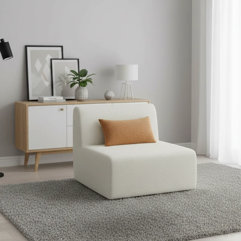 Modern Minimalist Skeletal-Free Single Compression Sofa - Eco-Friendly Formaldehyde-Free Chenille Foam Sofa For Living Room
