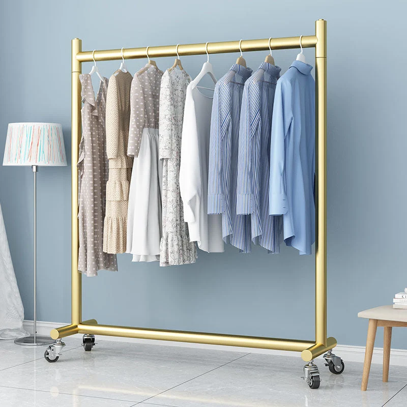 Modern Entryway Kit Metal Framed Hanging Rail and Castors Hall Stand