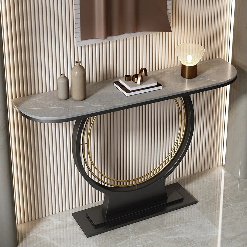 Modern Half Moon Console Accent Table Antique Finish Console Sofa Table