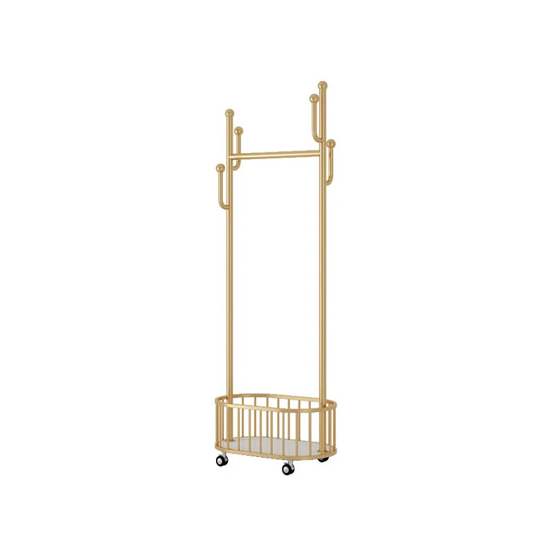 Gorgeous Clothes Hanger Basket Storage Metal Coat Rack with Castors