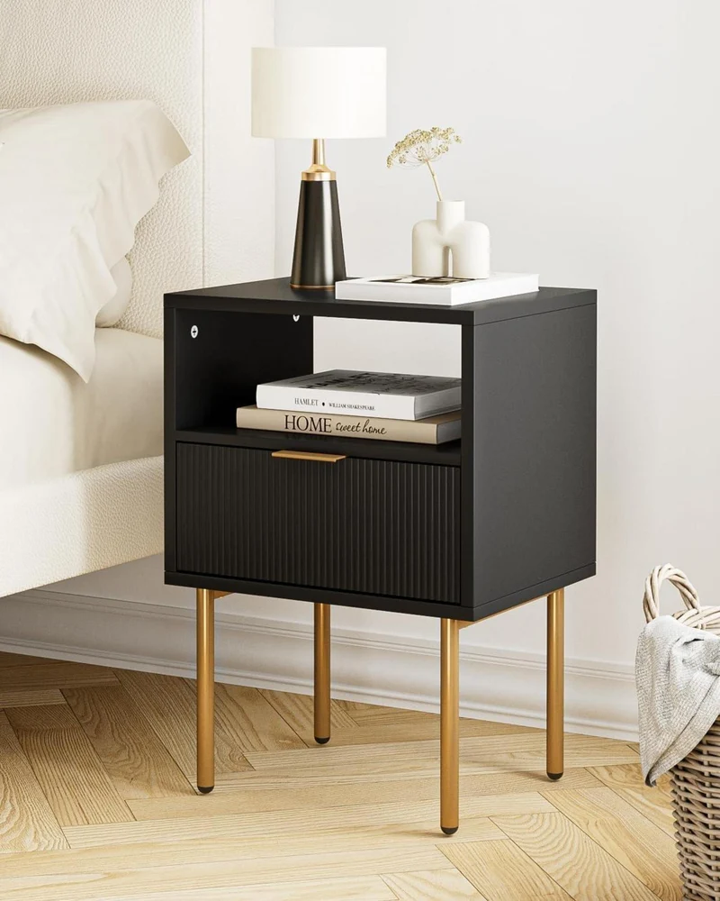 Nachttisch mit Ablage und Schublade, Modernes Boho