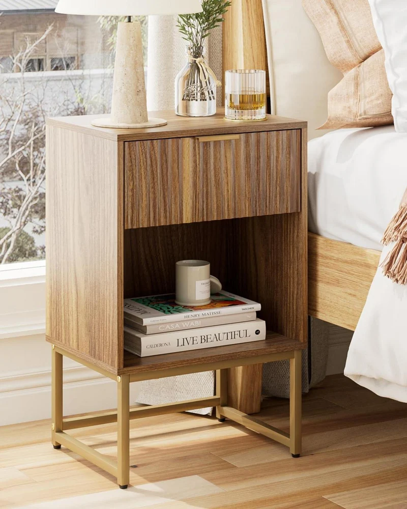Nachttisch mit Schubladen Holz Schwarz Schlafzimmer