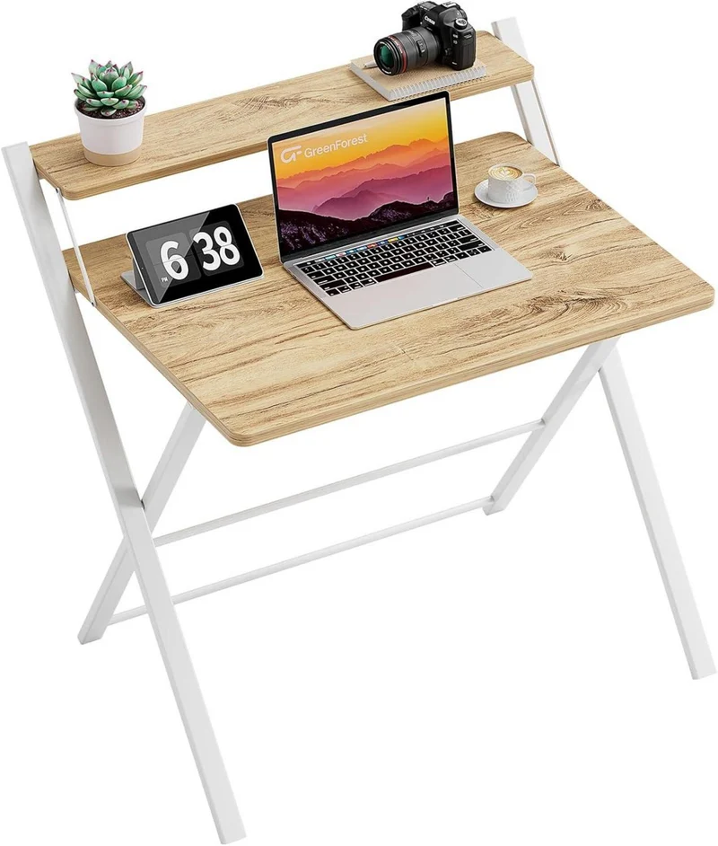 Klappschreibtisch Klein Beige Metall Tischplatte 70x52x70cm
