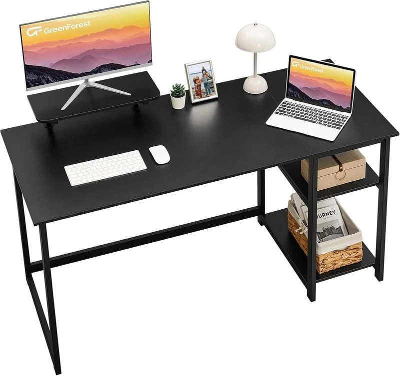 Schreibtisch mit Stauraum 140cm Monitorständer Home Office