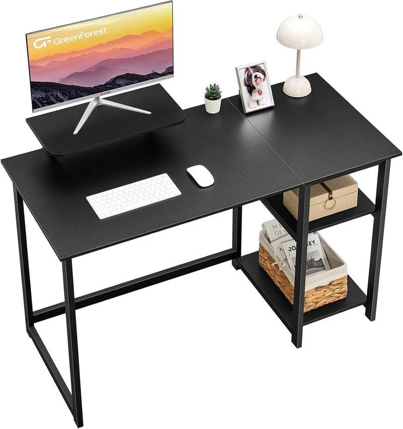 Schreibtisch 120cm mit Stauraum und Monitorständer für Home