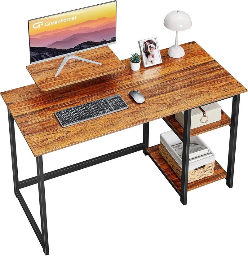 Kleiner Schreibtisch mit Stauraum 100cm Walnuss Bürotisch PC