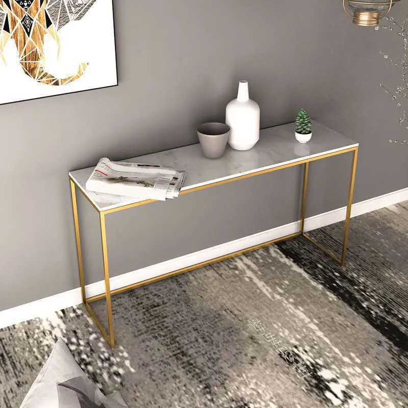 Glam Marble Console Sofa Table Gold Frame Accent Table for Hall