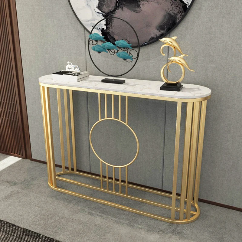 Glam Marble Console Table Golden Frame Console Sofa Table for Hall
