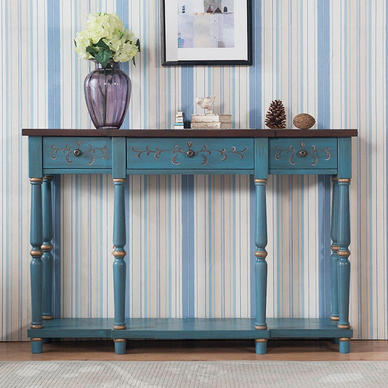 French Country Wood End Table Rectangle Console Sofa Table for Hall