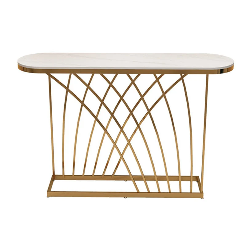 Stone Oval Accent Table 1-shelf 11.81" W Console Table for Hall