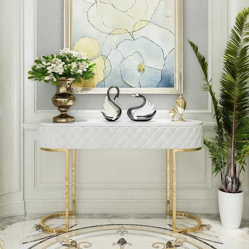 Glam Marble Console Table Golden Iron Console Sofa Table for Hall