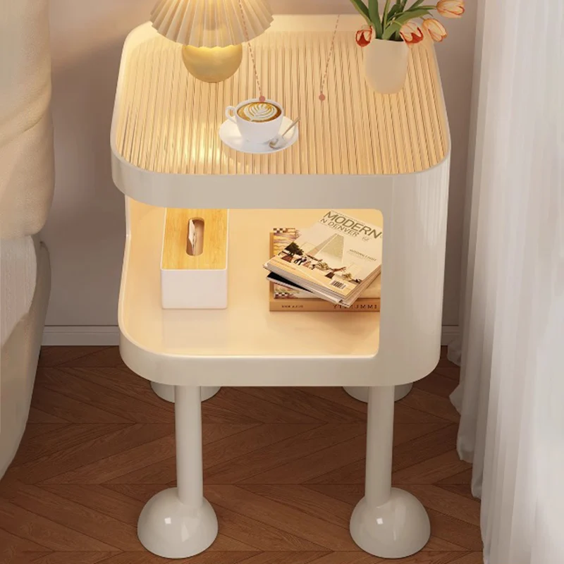 Modern Minimalist Iron Glass Square Cat Bed Nightstand 1-Cabinet For Bedroom