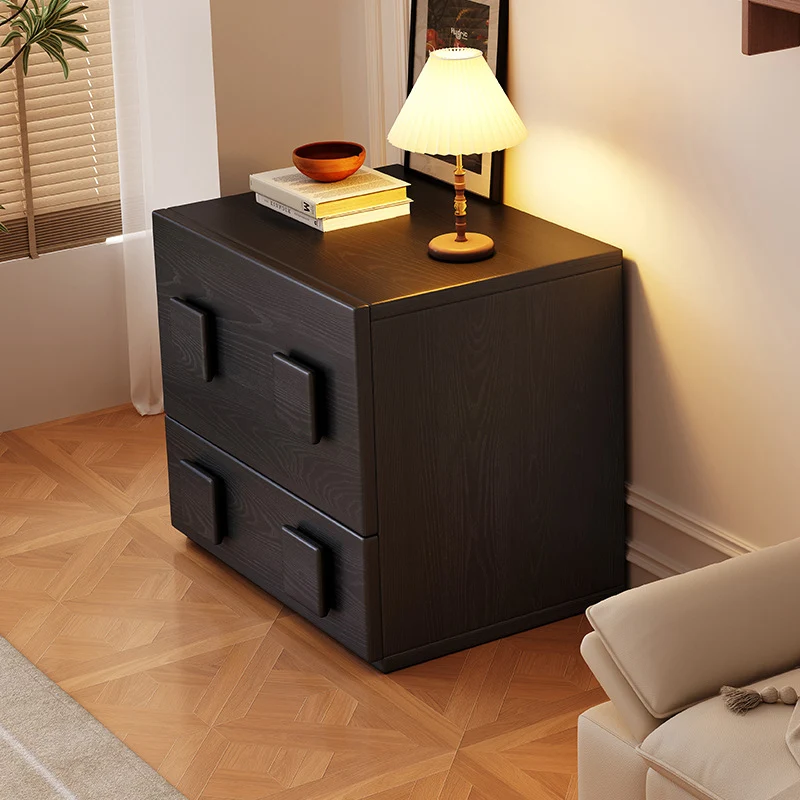 Contemporary Retro Square Rectangular MDF Stackable Nightstand 1-Drawer For Bedroom