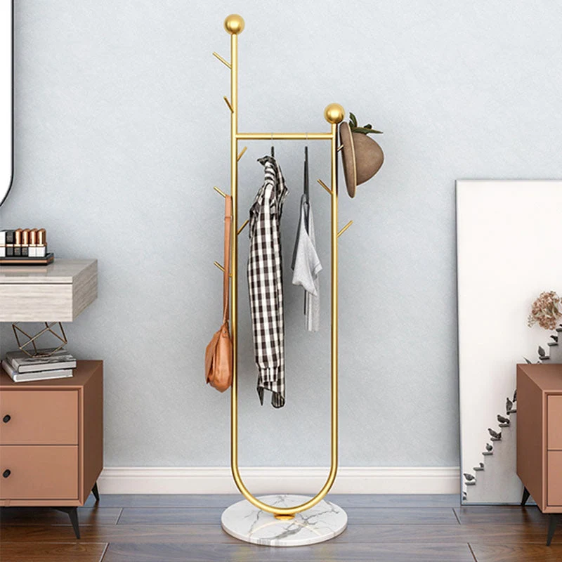 Modern Metal Coat Rack Free Standing Solid Color Hall Tree with Coat Hooks
