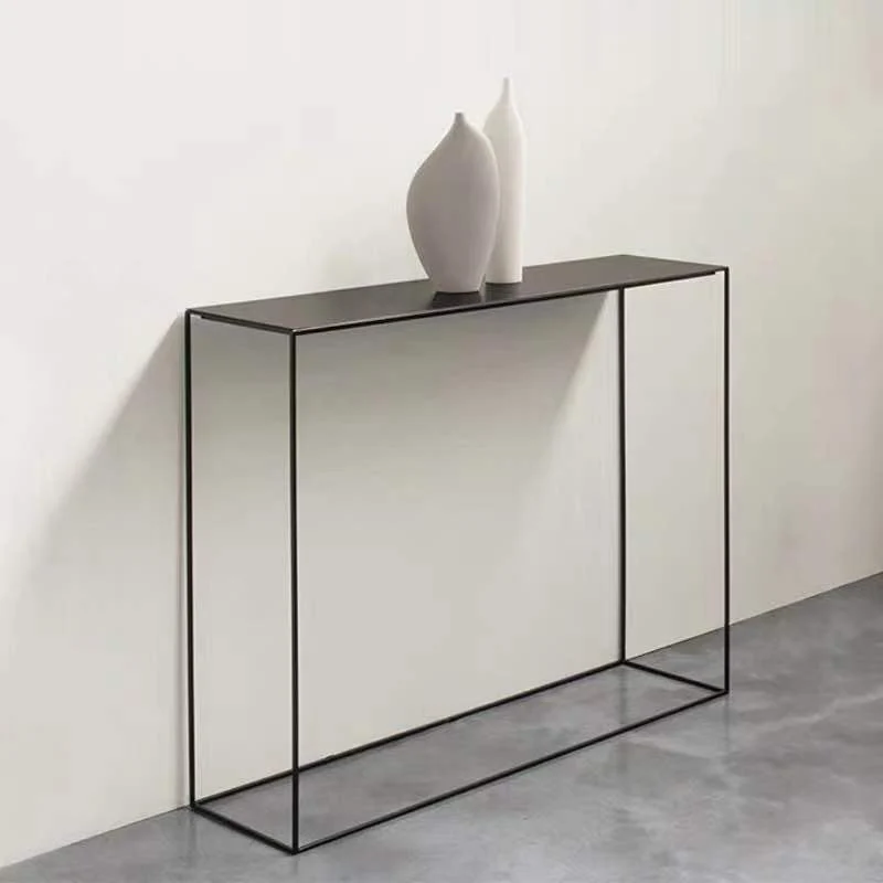 Metal Rectangle Console Table 9.8 Inch Wide Contemporary End Table