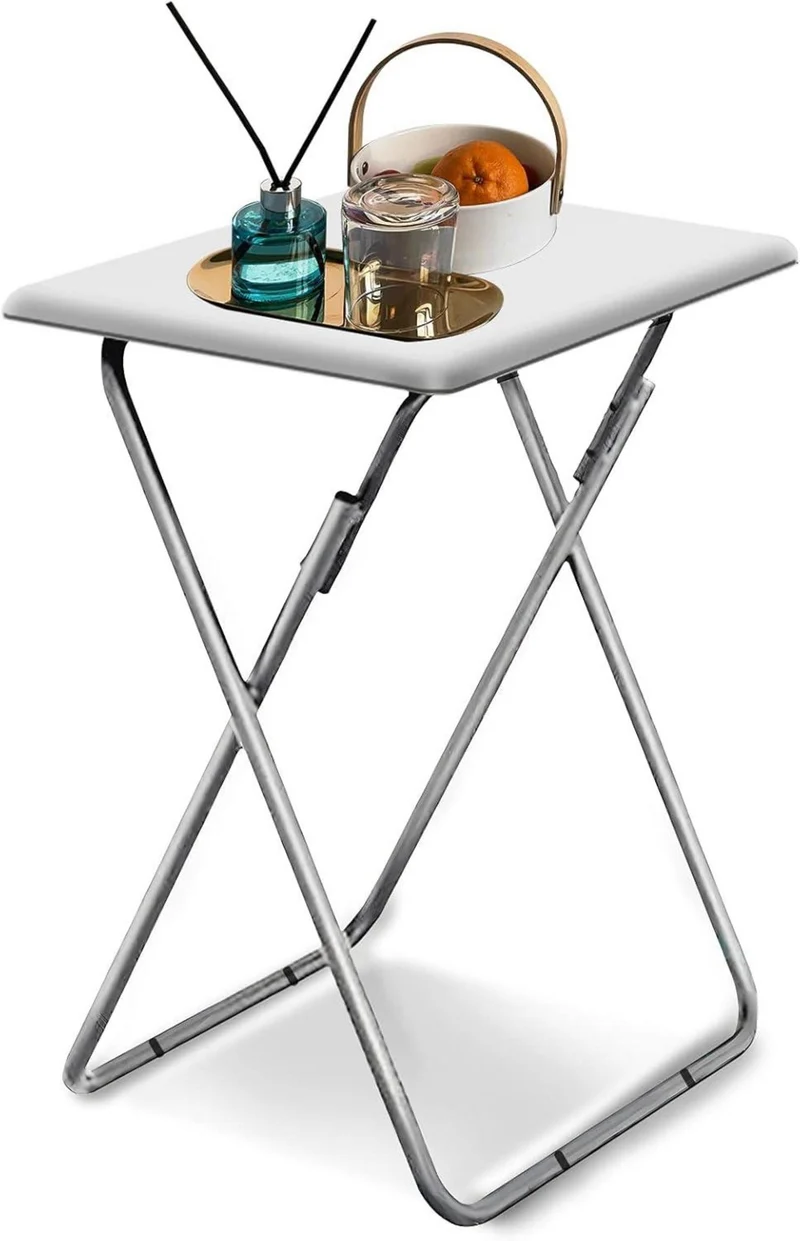 Klappbarer Beistelltisch Tablett Kleiner Tisch Weiß Outdoor
