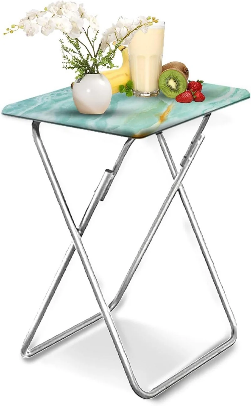 Klappbarer Beistelltisch Blauer Marmor 37x47x66cm Outdoor