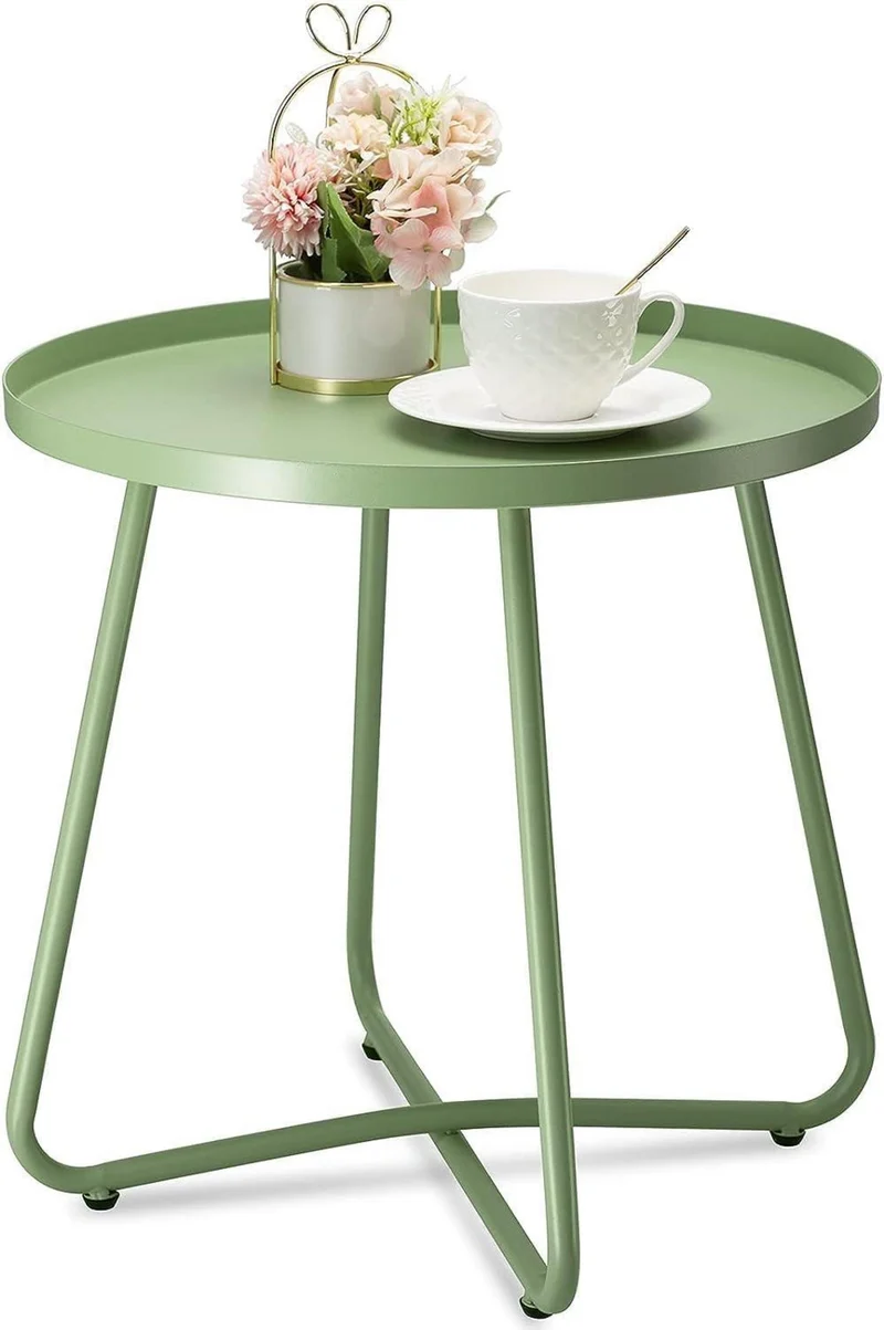 Outdoor Beistelltisch Stahl Terrassentisch Runder
