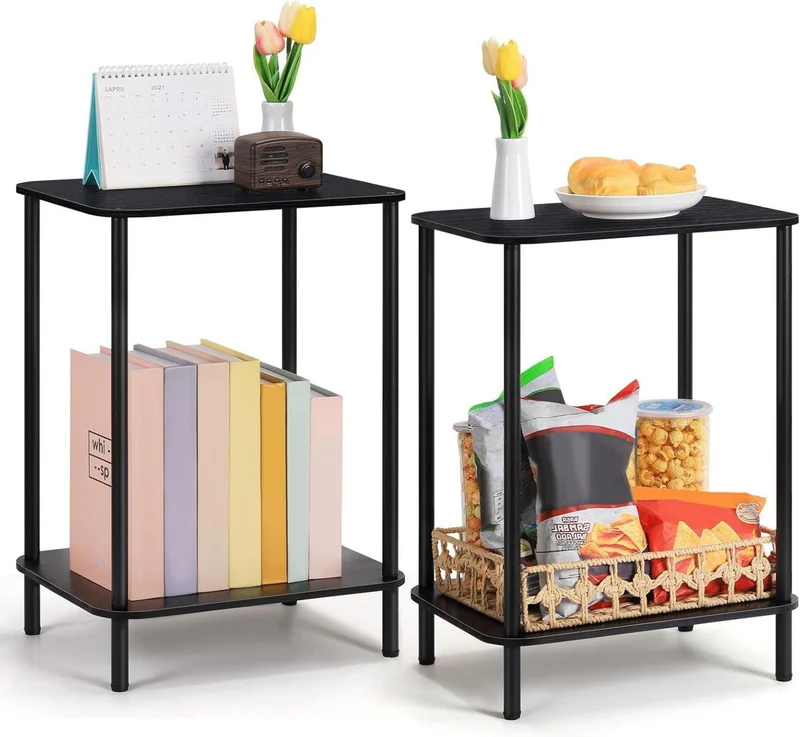 Nachttisch 2er Set Schwarz Modern Beistelltisch 40x32x55cm