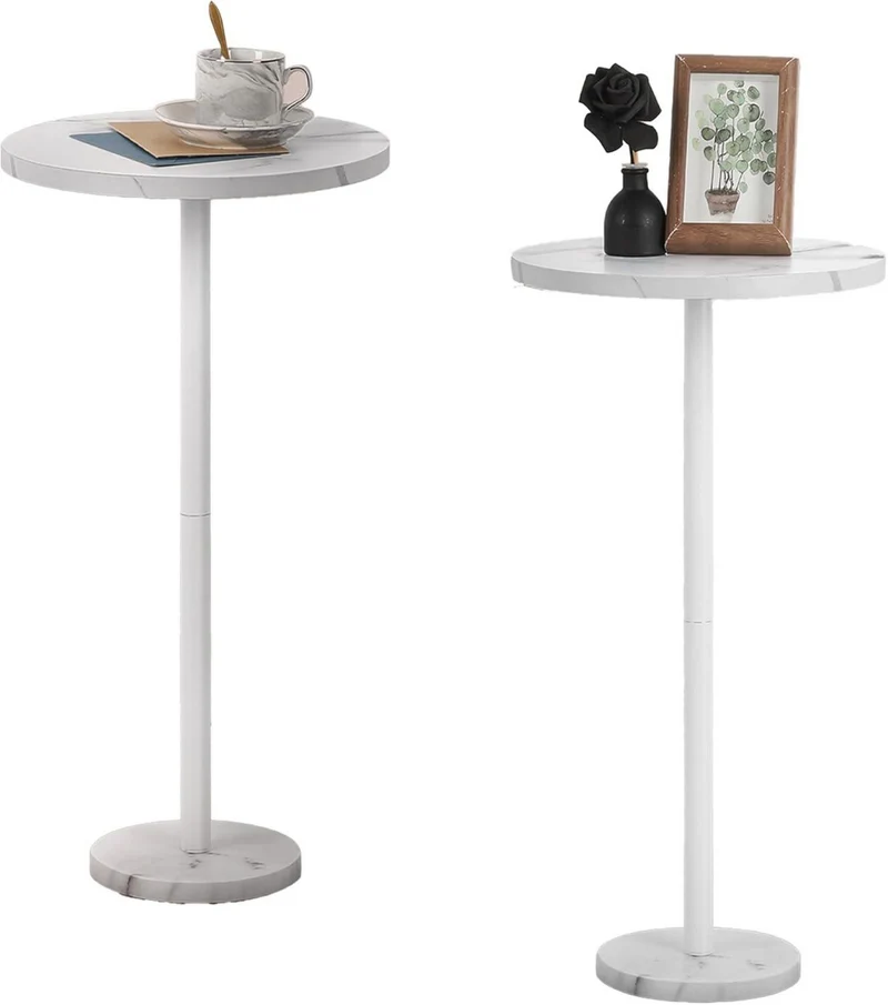 Smusei Kleiner Weißer Marmor Beistelltisch 32CM 2er-Set