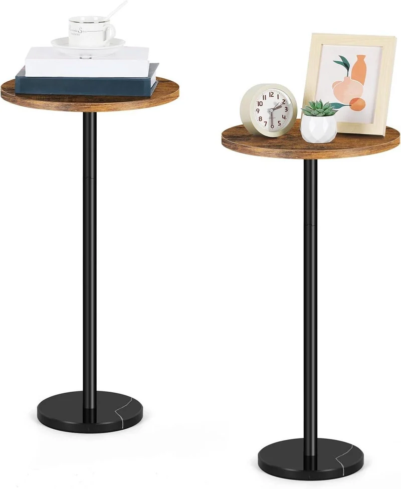 Kleiner Retro Beistelltisch Marmorsockel 32CM Braun