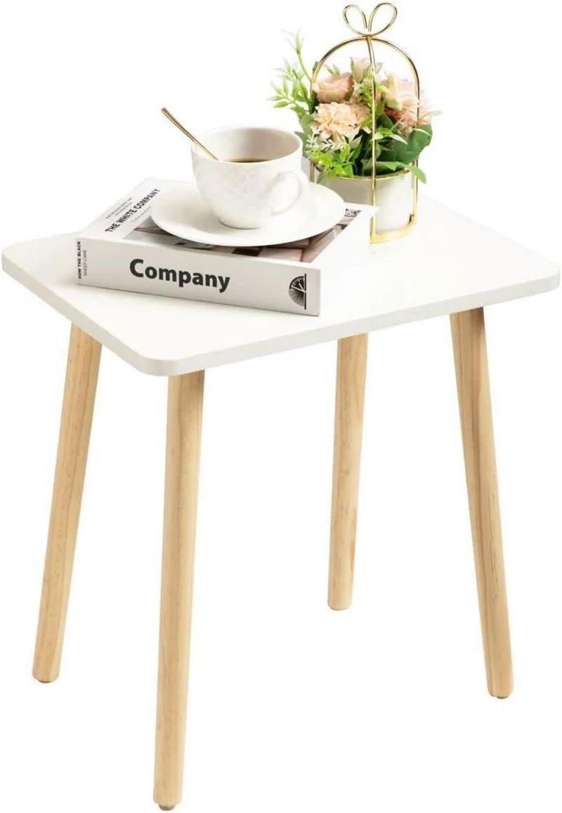 Modern White Small Side Table for Living Room Bedroom Office