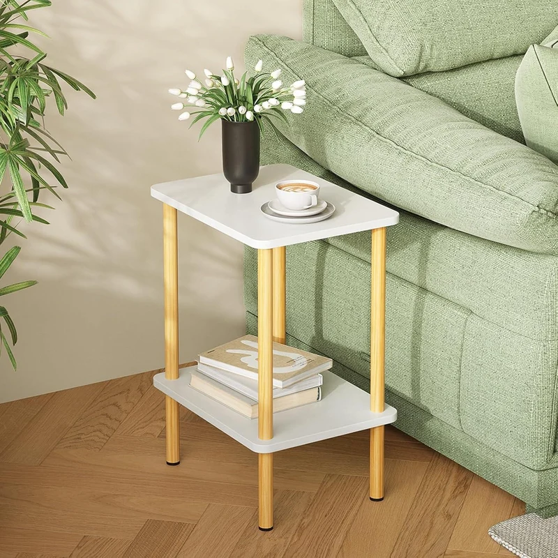 Beistelltisch Holz 2 Tier 40x30x52cm Stauraum Schlank