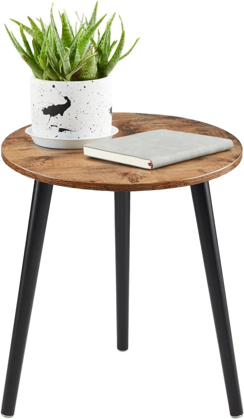 Runder Skandinavischer Beistelltisch Holz Braun 42x42x51cm