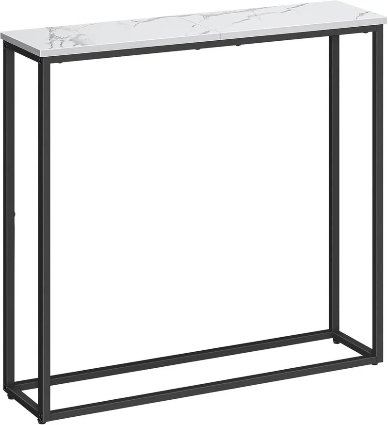 Schmaler Konsolentisch Marmor Weiß 75 cm Flurtisch EBM76XG01