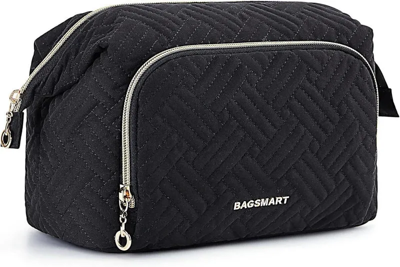 BAGSMART Kosmetiktasche groß, Makeup Bag Reise Schwarz