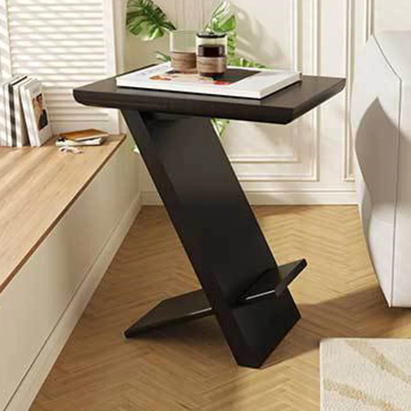 Modern Minimalist Solid Wood Rectangular Z-Shaped Side Table For Living Room