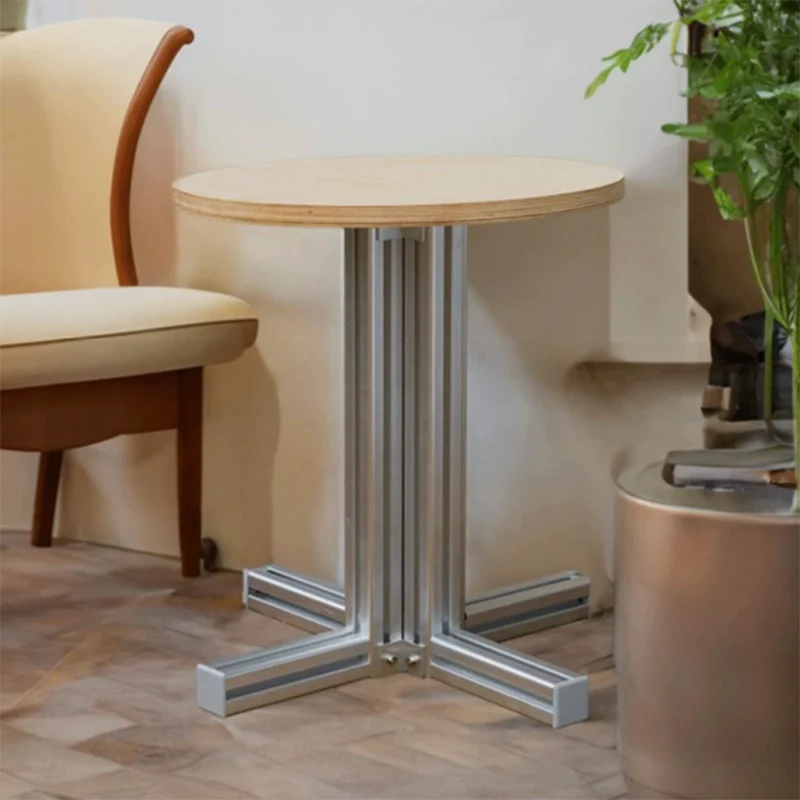Modern Minimalist Birch Plywood & Aluminum Square/Round Coffee Table Water-Resistant For Indoor & Outdoor Use
