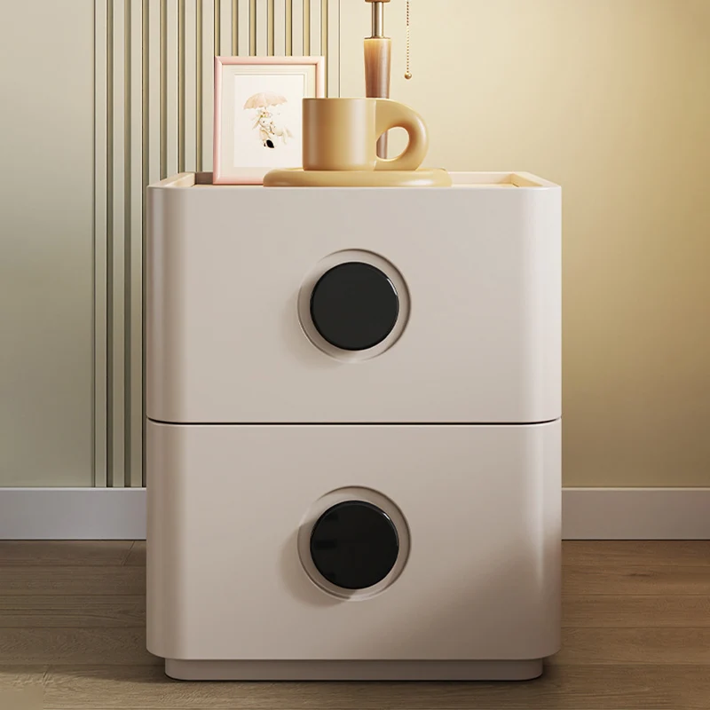 Modern Minimalist Solid Wood Plywood Rectangular Nightstand 2-Drawer For Bedroom