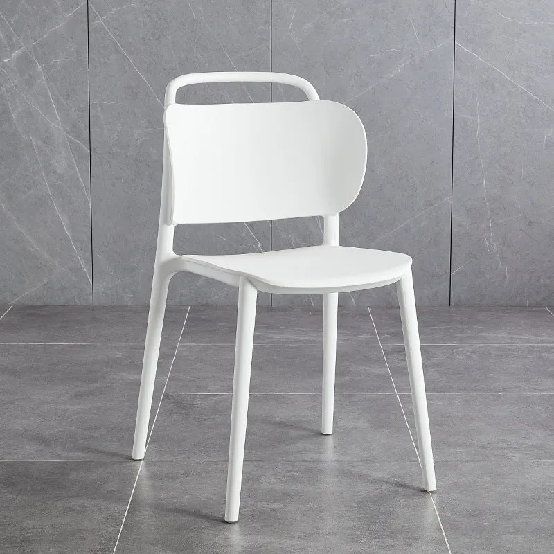 Contemporary Scandinavian PP Plastic Curved Stackable Portable Dining Chair Backrest Armless For Dining Room