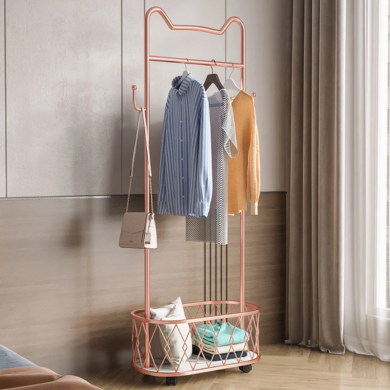 Glam Metallic Coat Hanger Free Standing Scroll Wheel Design Coat Rack for Bedroom