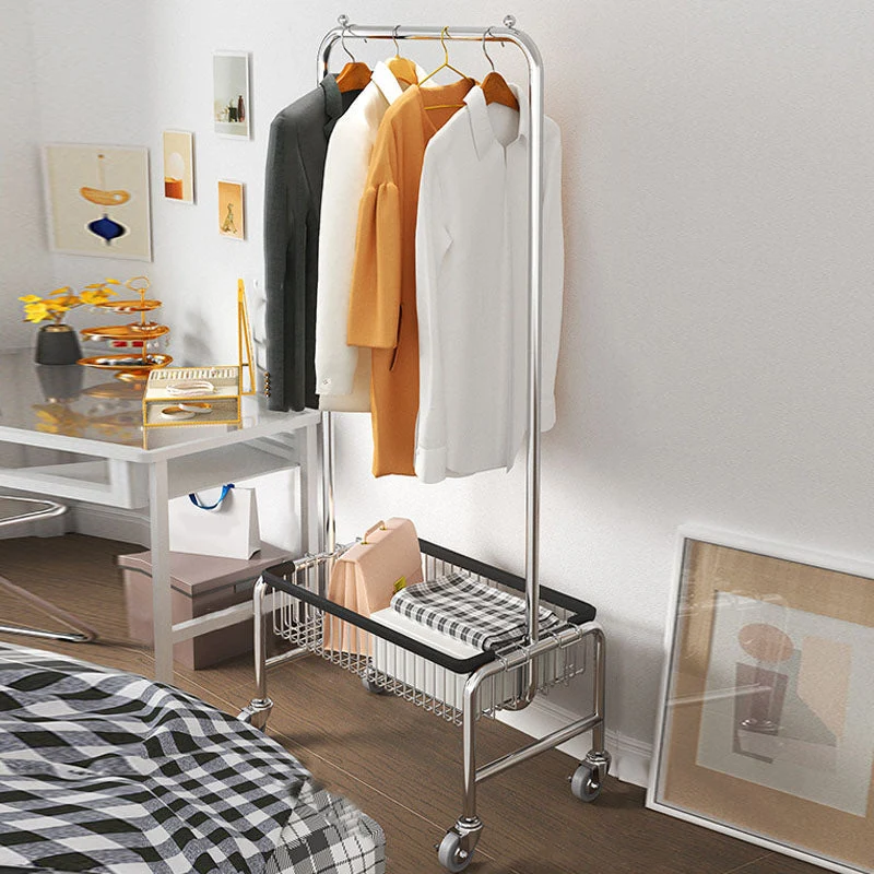 Modern Coat Hanger Metal Free Standing Scroll Wheel Design Hall Tree for Bedroom