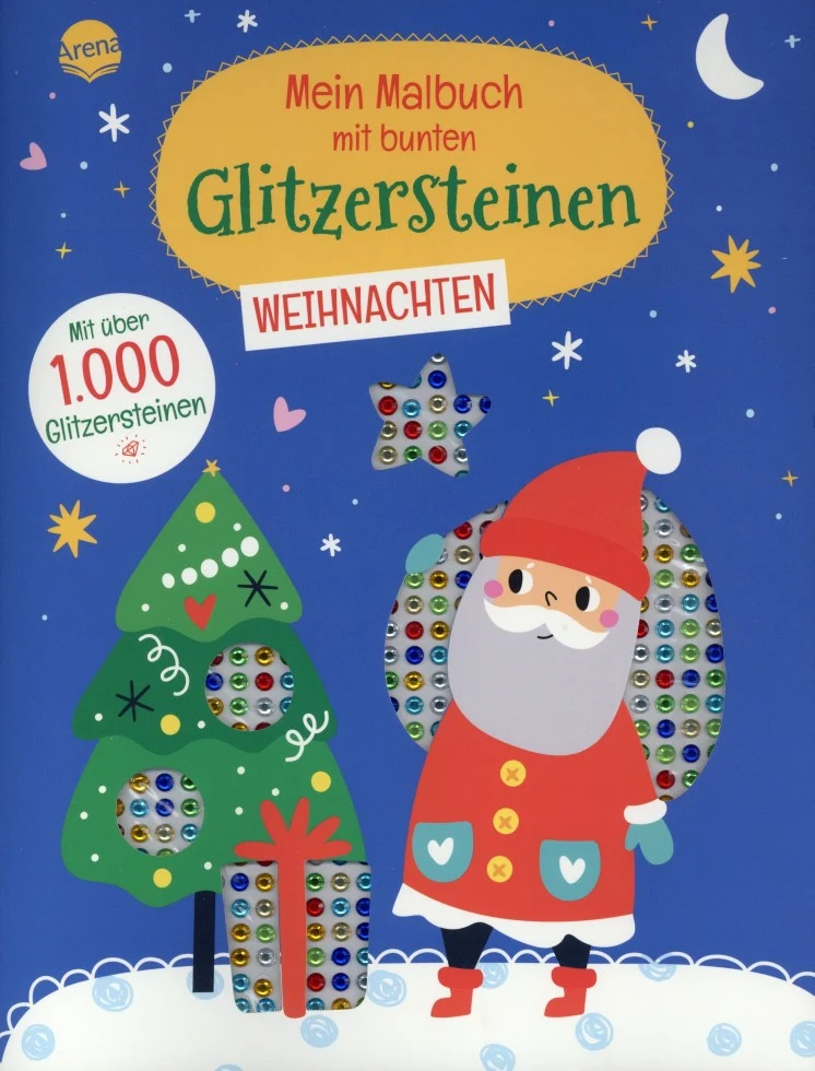 Mein Malbuch mit bunten Glitzersteinen. Weihnachten