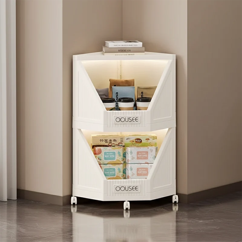 Modern Minimalist Square PP Movable Stackable Corner Shelf Unit 2/3/4-Tier For Living Room