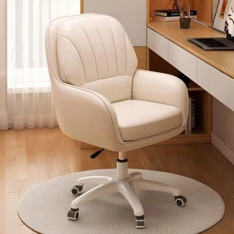 Modern Minimalist Square Rectangular Cat Scratch Leather Nylon Iron Plywood Swivel Height Adjustable Movable Desk Chair Backrest Armrest For Home Office