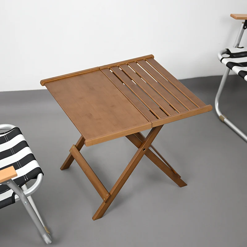 Modern Minimalist Bamboo Rectangular Coffee Table Folding Outdoor Patio & Camping Use