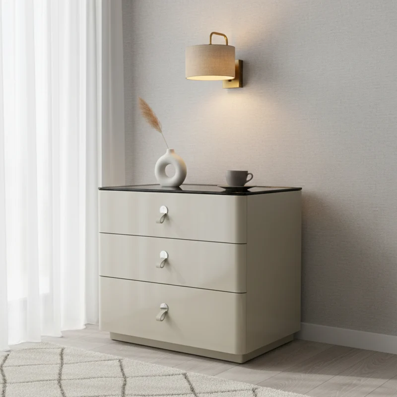 Modern Minimalist Nightstand: DTC Silent Sliding Rails - 3-Drawer Large Capacity Storage Bedside Table For Bedroom