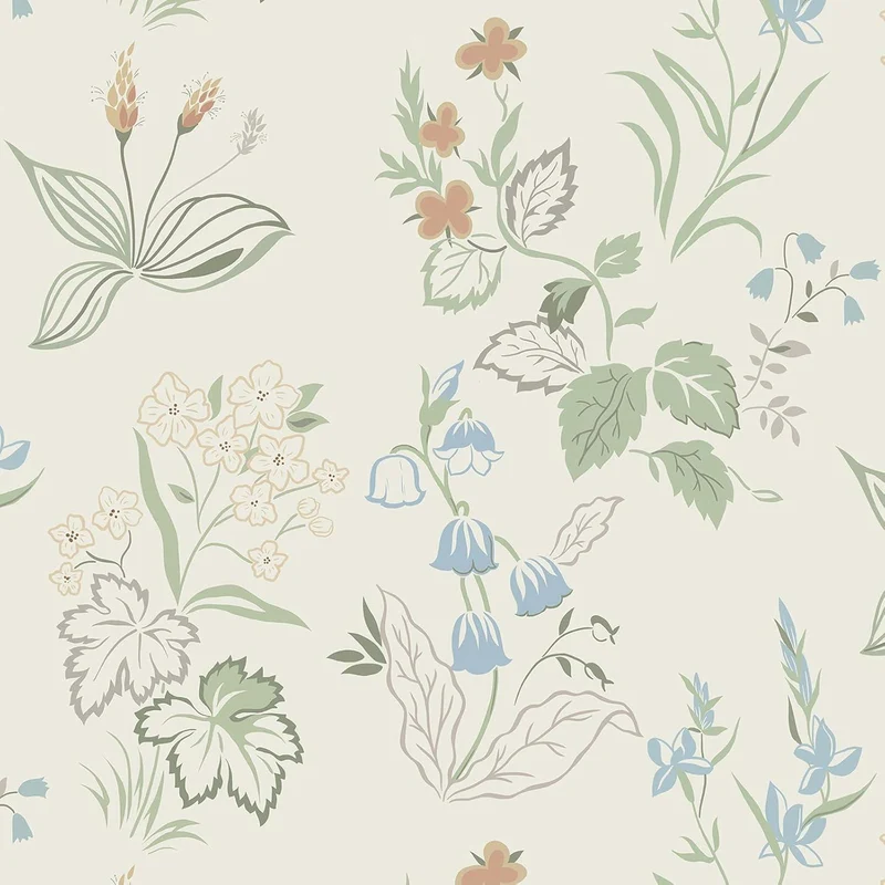 Selbstklebende Blumentapete 39×300cm Beige Grün Orange Vinyl
