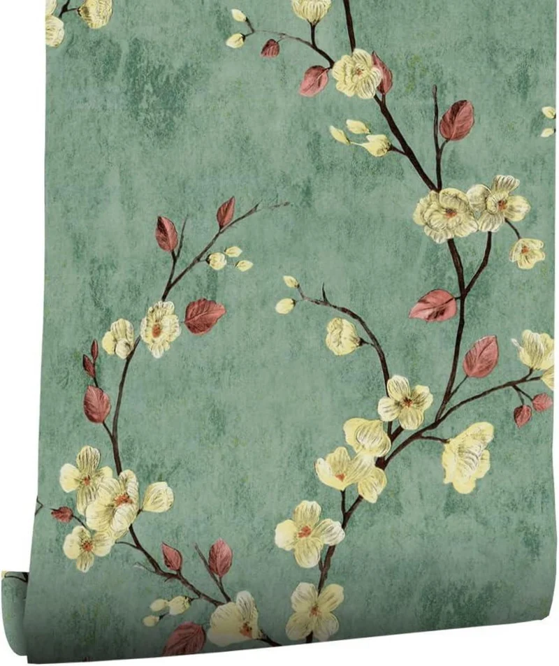 Selbstklebende Fototapete Blume 44X600cm Grün Vintage