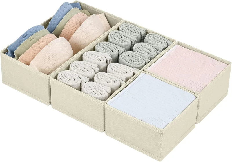 DIMJ 4 Stück Schubladen Organizer Aufbewahrungsbox Stoff