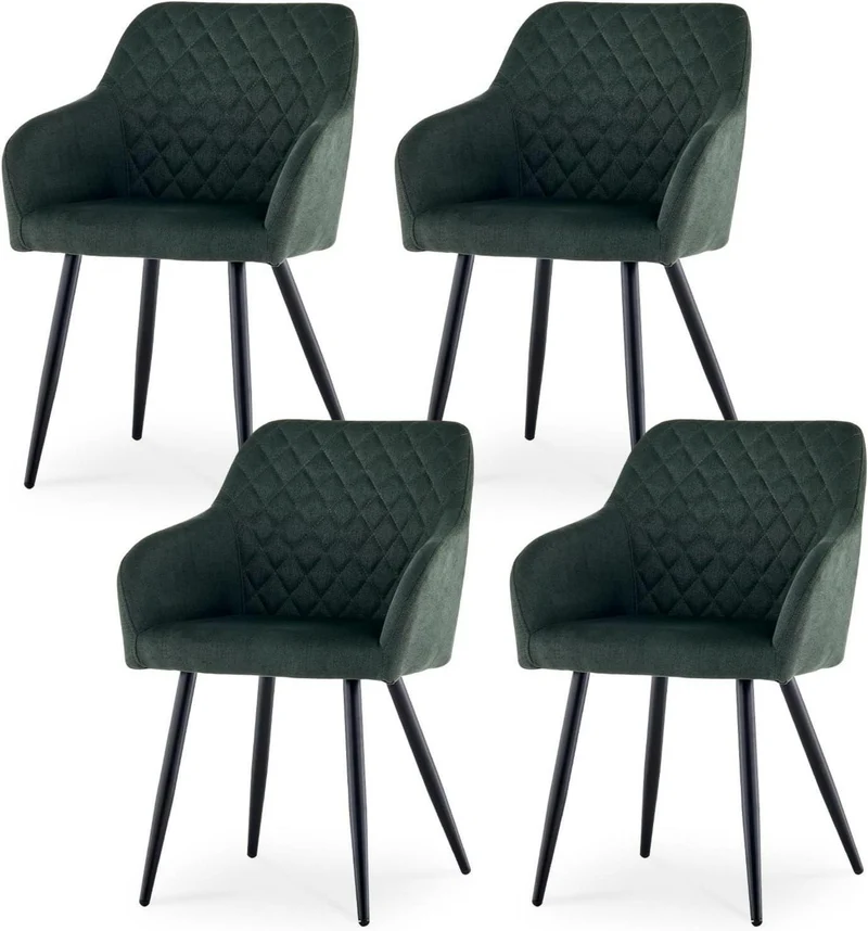 CLIPOP Esszimmerstühle 4er Set Leinen Bezug Polsterstuhl