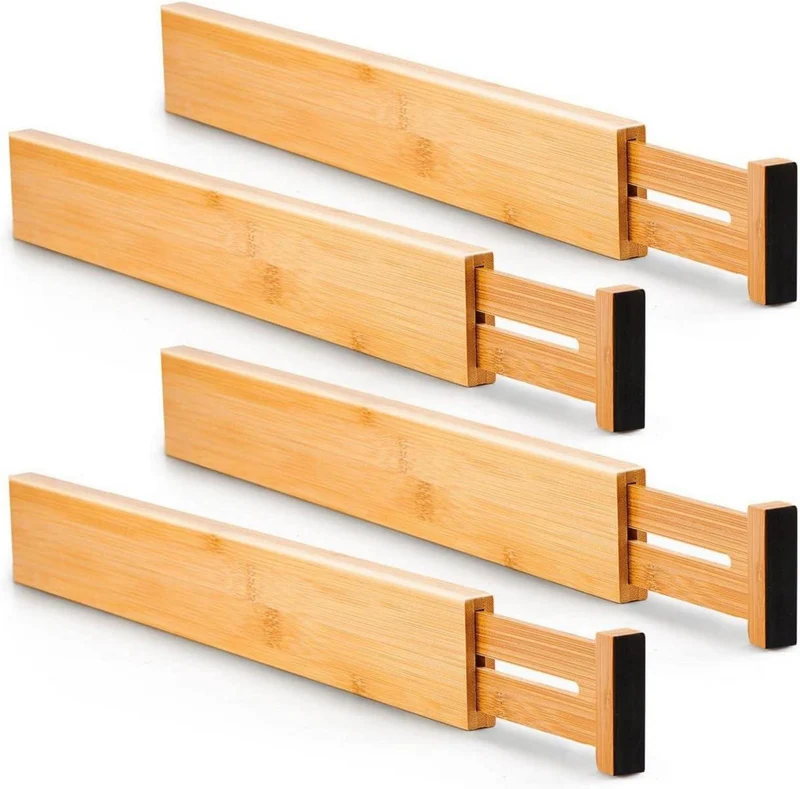 Utoplike Schubladentrenner Bambus Verstellbar 4er-Pack