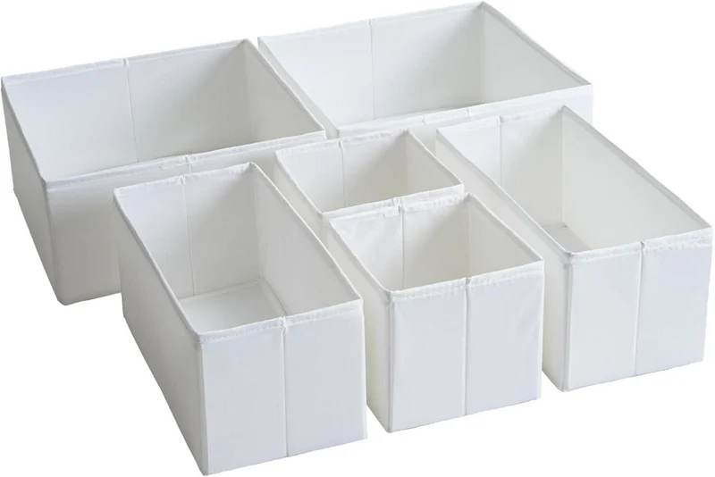 Schubladen Organizer 6er-Set Weiß, Strapazierfähiger