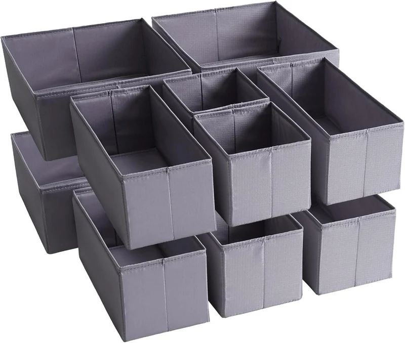 TYEERS Schubladen Organizer 12er-Set Dunkelgrau Stoff