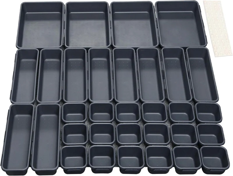 Schubladen Organizer Einlagen 32 Stk Trennsystem Schwarz